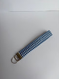 Navy gingham Wristlet