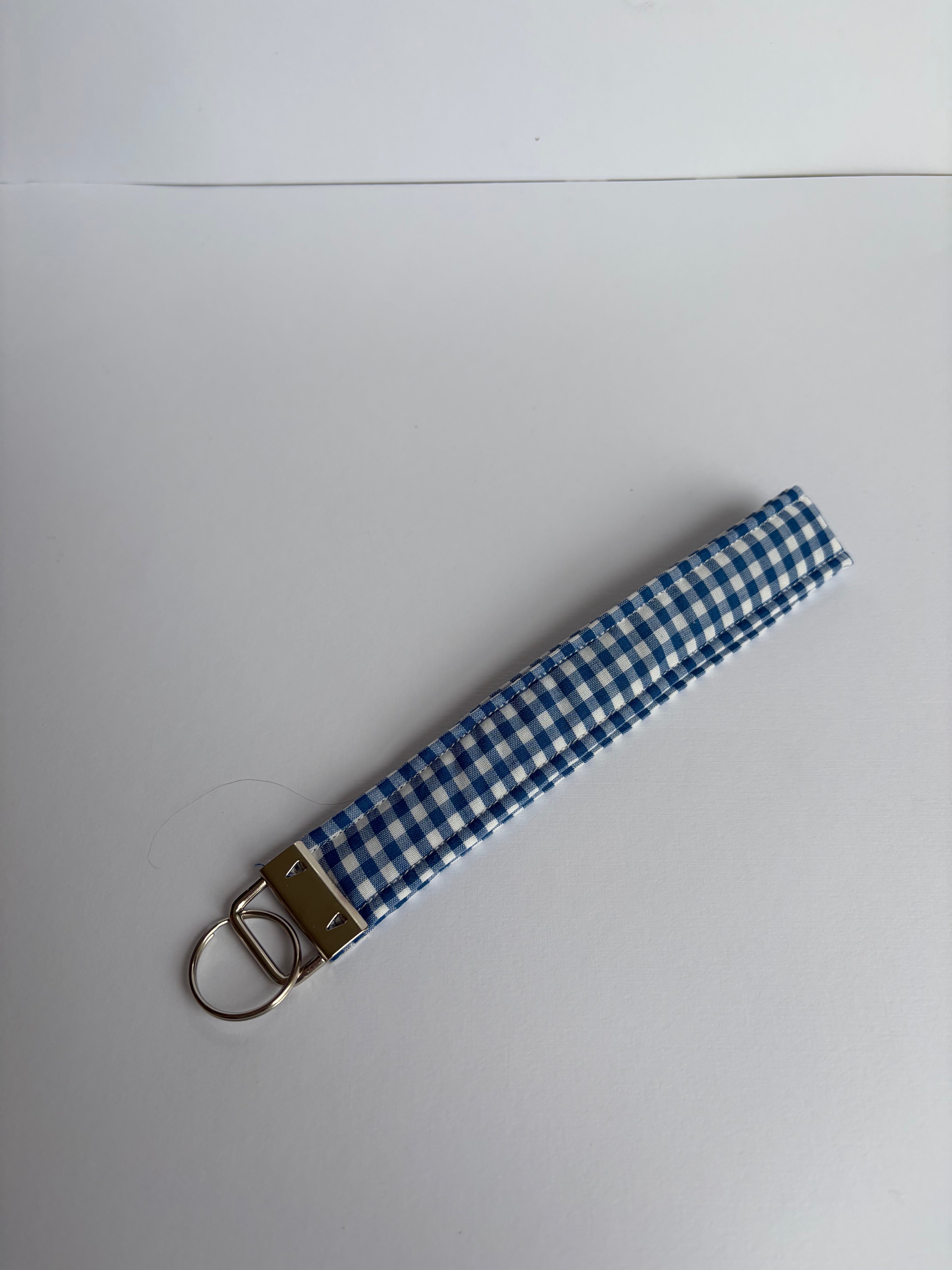 Navy gingham Wristlet