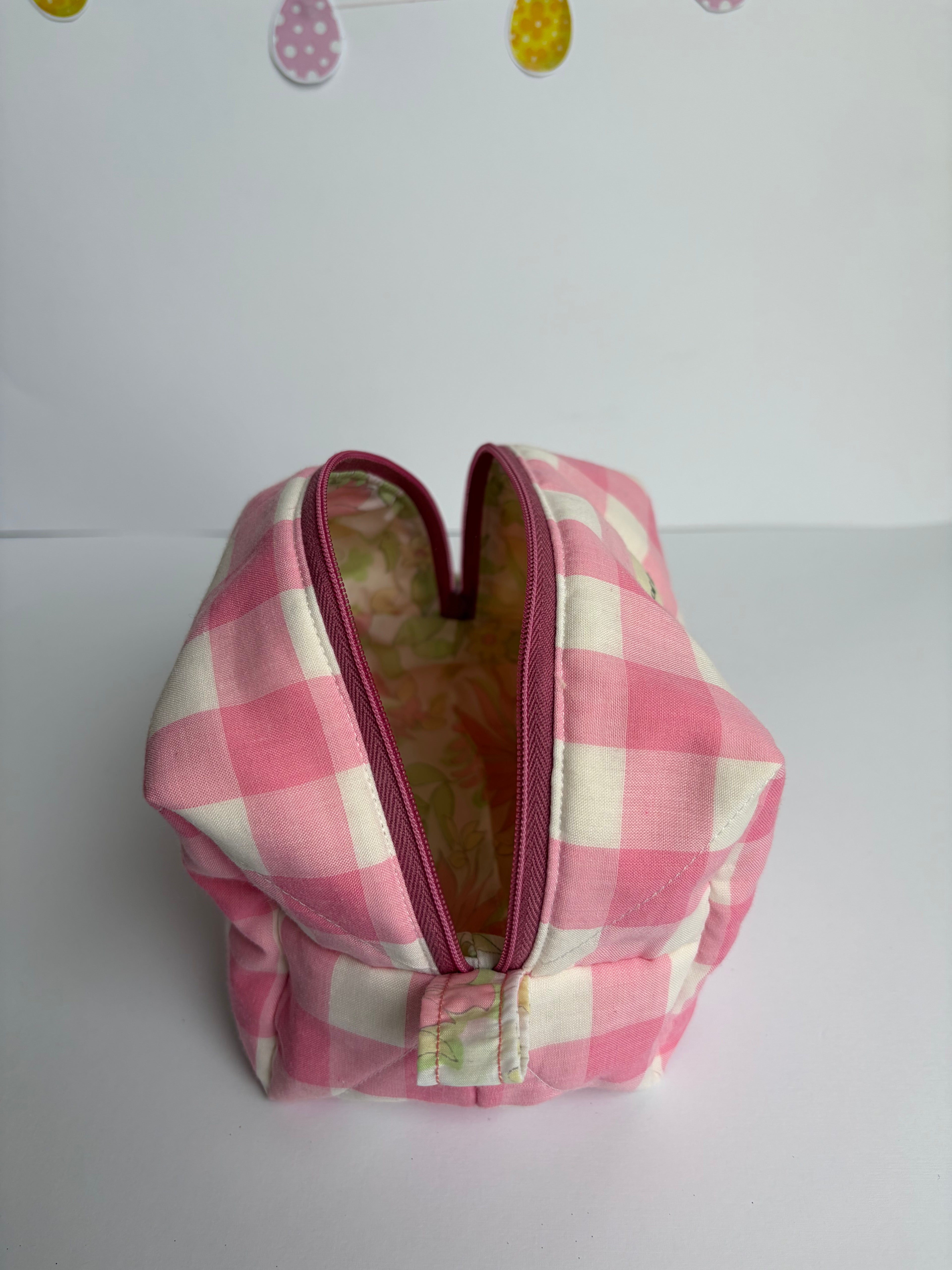 Not so perfect Pink Gingham Make up bag