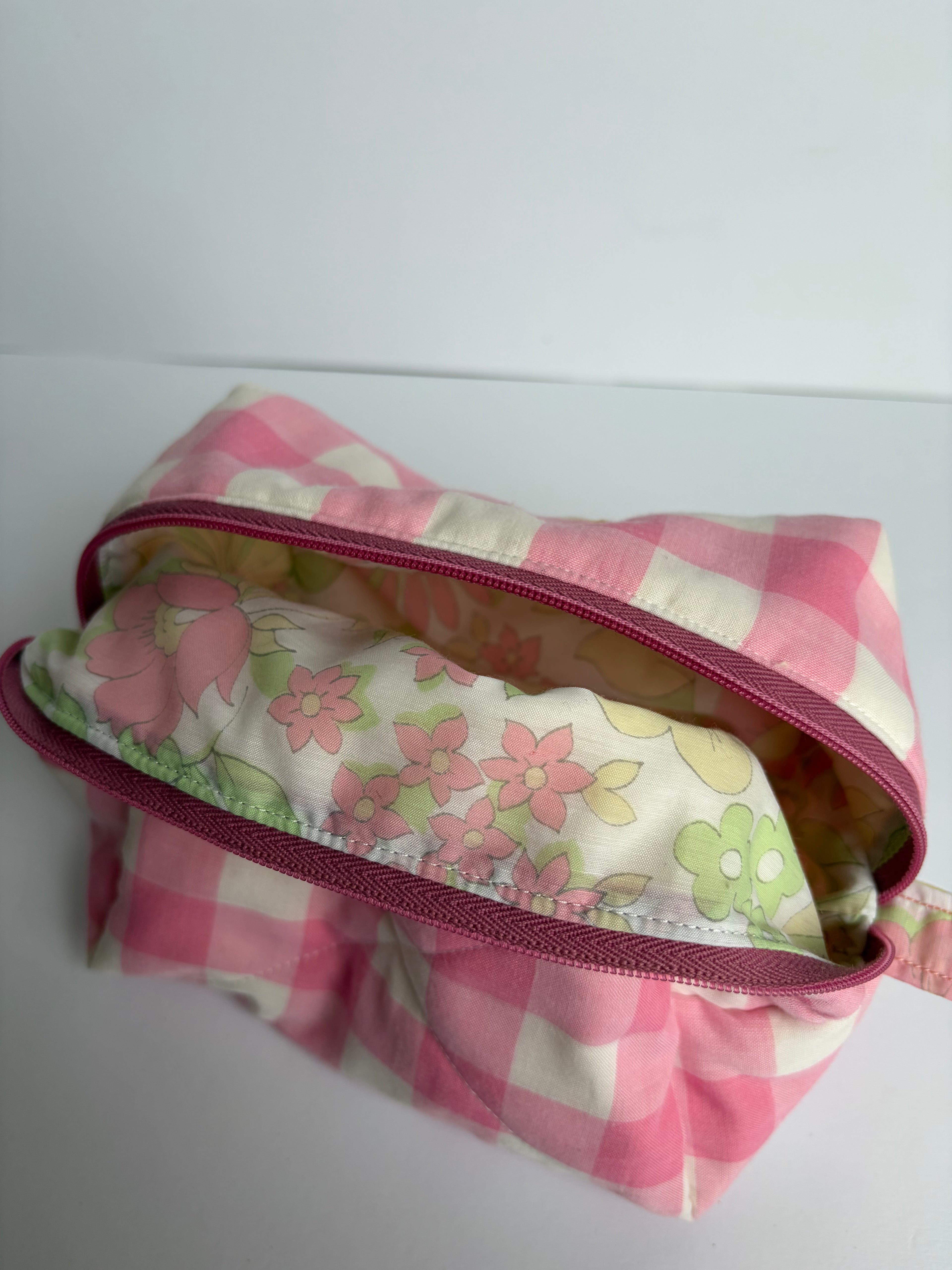 Not so perfect Pink Gingham Make up bag