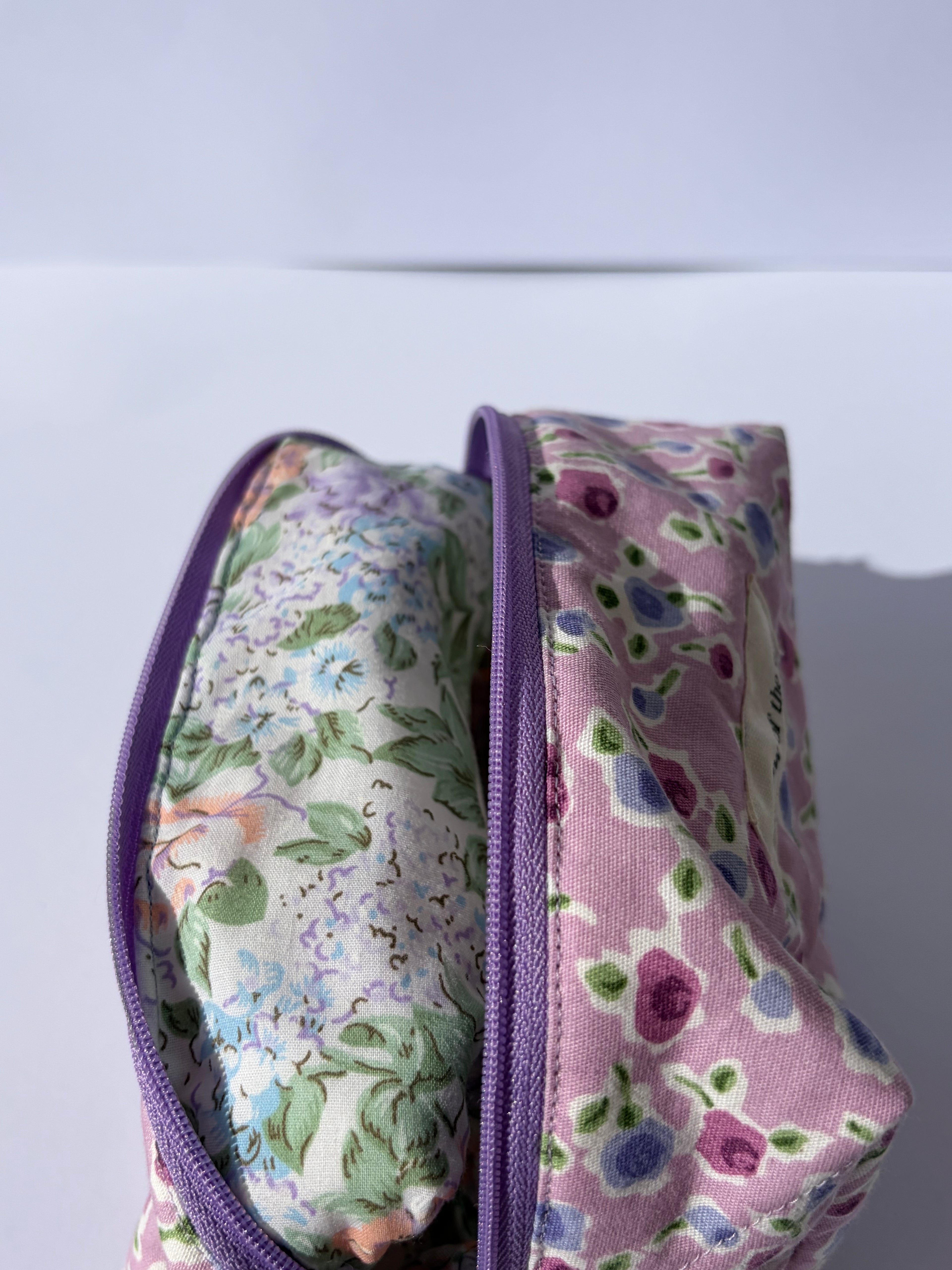 Vintage floral purple Make up bag