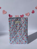 Vintage florals indigo Book sleeve - Small