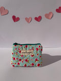 Vintage floral teal Coin Pouch