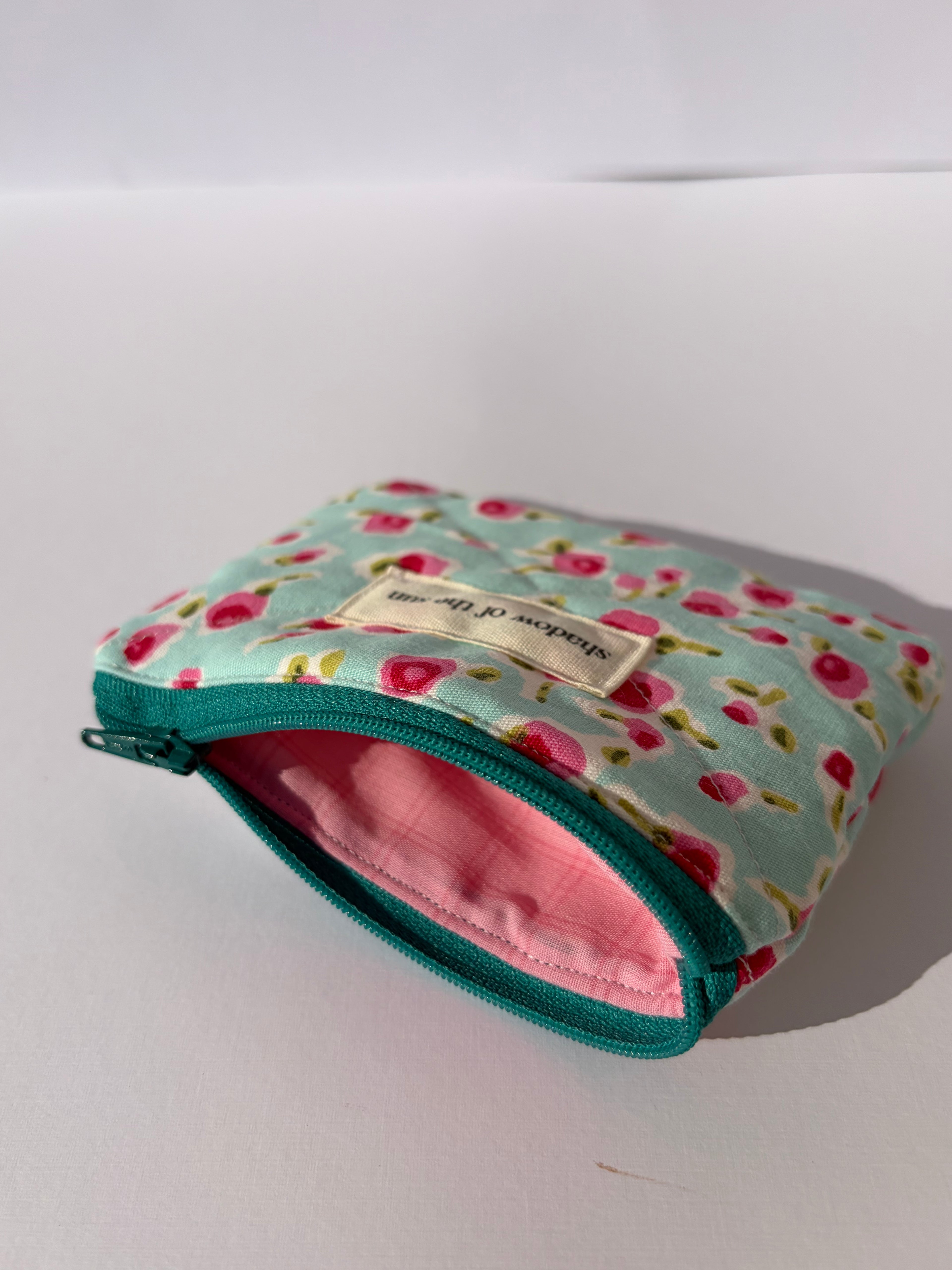 Vintage floral teal Coin Pouch